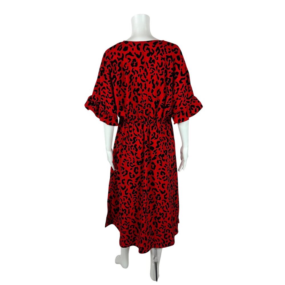 Who What Wear Cheetah Dress Women's Size M Electric Animal Print Flutter Sleeve - Picture 10 of 12